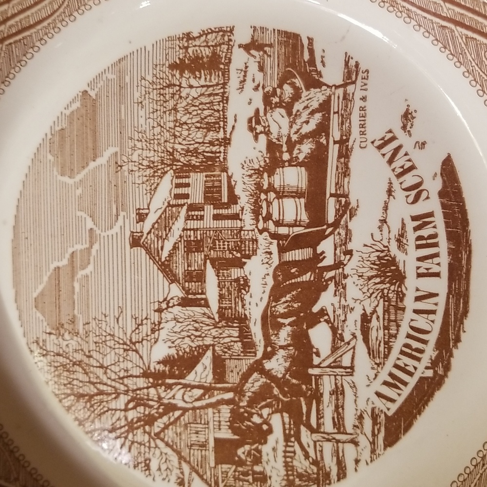Royal China "American Farm Scene " Currier & Ives Pie Plate - Picture 2 of 16